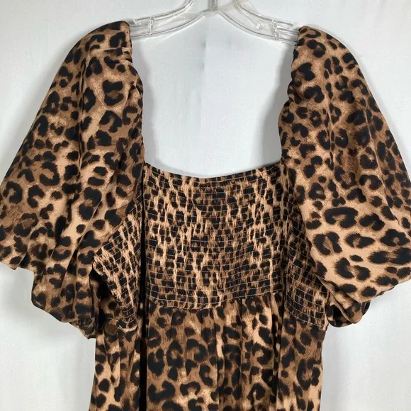 🎄NWT Entro Cheetah Print Square Neck Midi Dress with Ric-Rac Trim Sz 2X - Picture 11 of 11